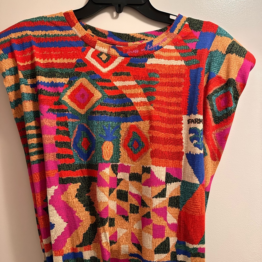 Farm Rio over knee dress with shoulder pads size L